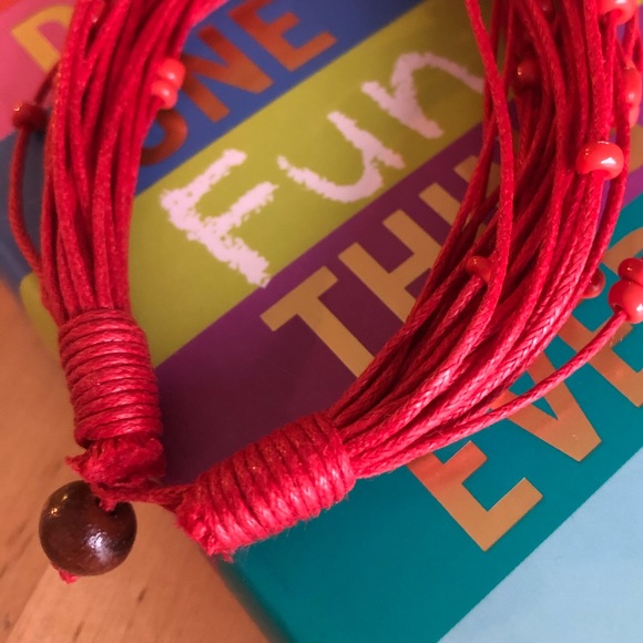 Red Cotton Glass Bead Bracelet ❤️ Fair Trade ❤️ - Picture 5 of 8